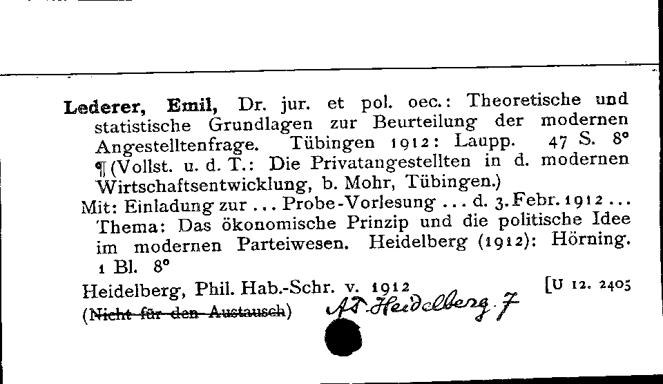 [Katalogkarte Dissertationenkatalog bis 1980]