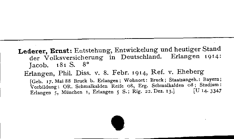 [Katalogkarte Dissertationenkatalog bis 1980]