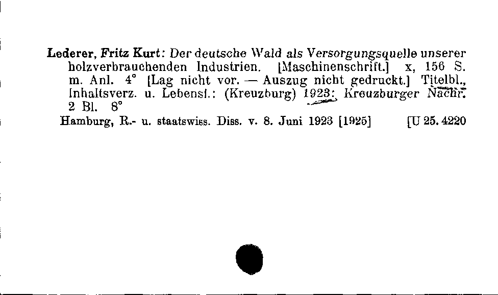 [Katalogkarte Dissertationenkatalog bis 1980]