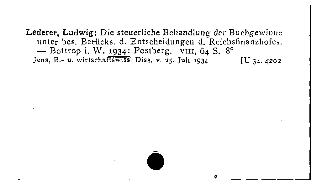 [Katalogkarte Dissertationenkatalog bis 1980]