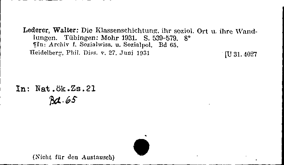 [Katalogkarte Dissertationenkatalog bis 1980]