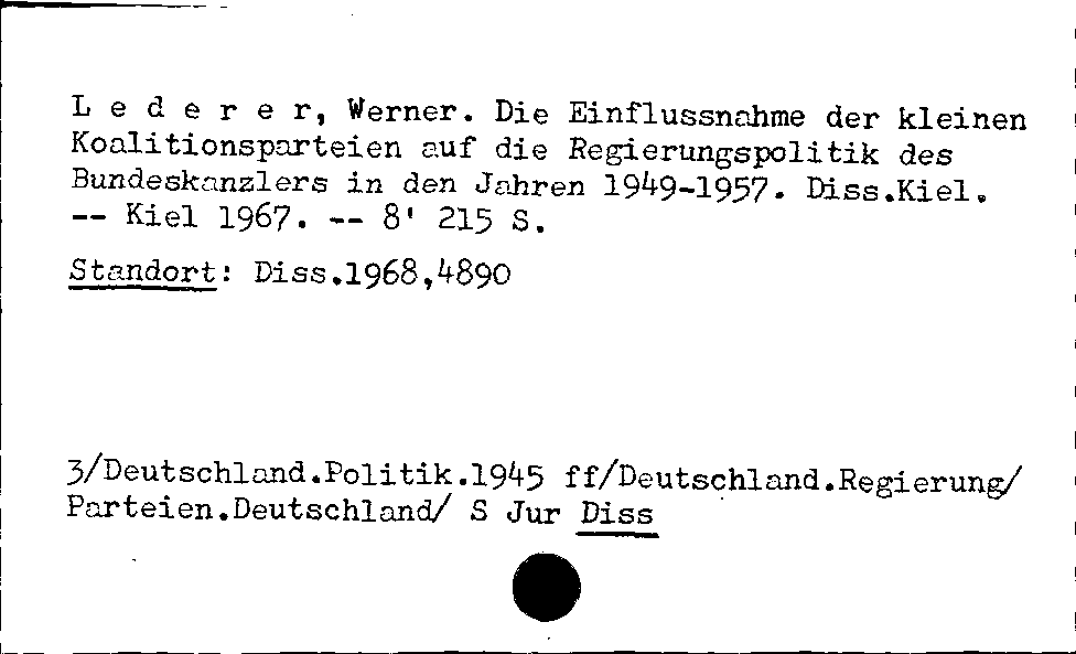 [Katalogkarte Dissertationenkatalog bis 1980]