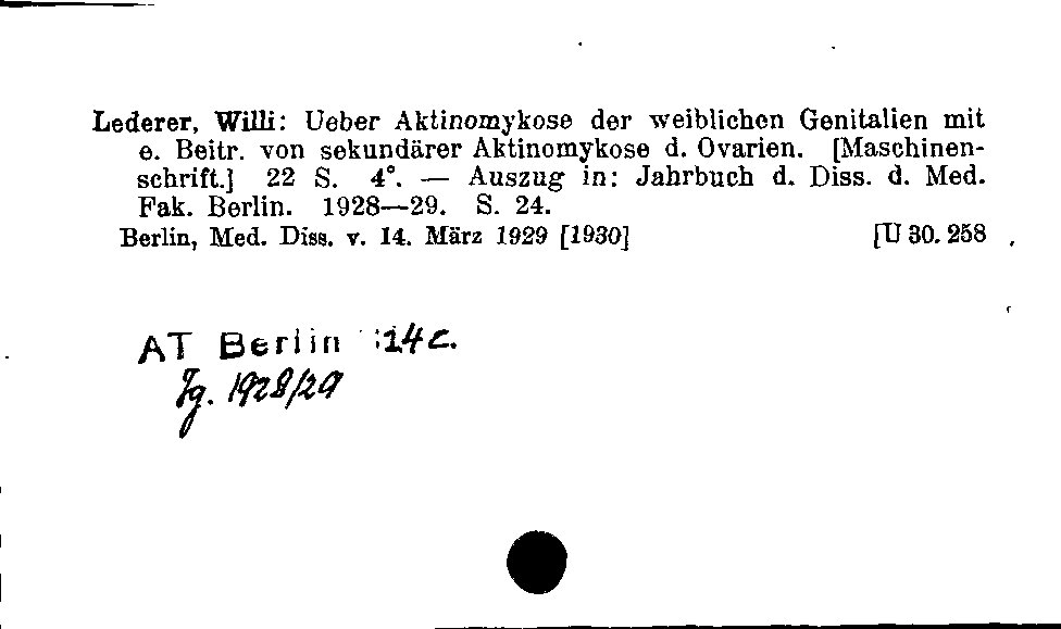 [Katalogkarte Dissertationenkatalog bis 1980]