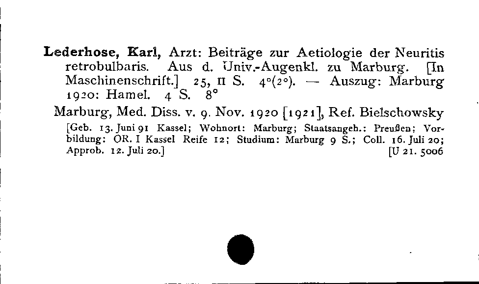 [Katalogkarte Dissertationenkatalog bis 1980]