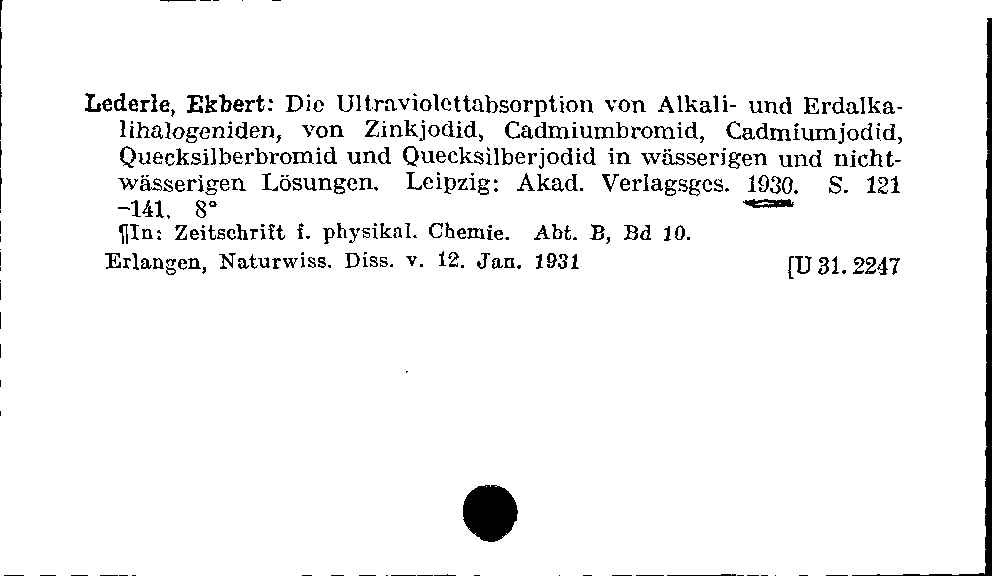 [Katalogkarte Dissertationenkatalog bis 1980]