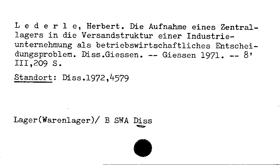 [Katalogkarte Dissertationenkatalog bis 1980]