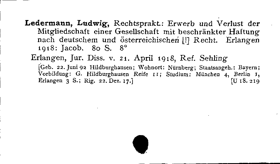 [Katalogkarte Dissertationenkatalog bis 1980]