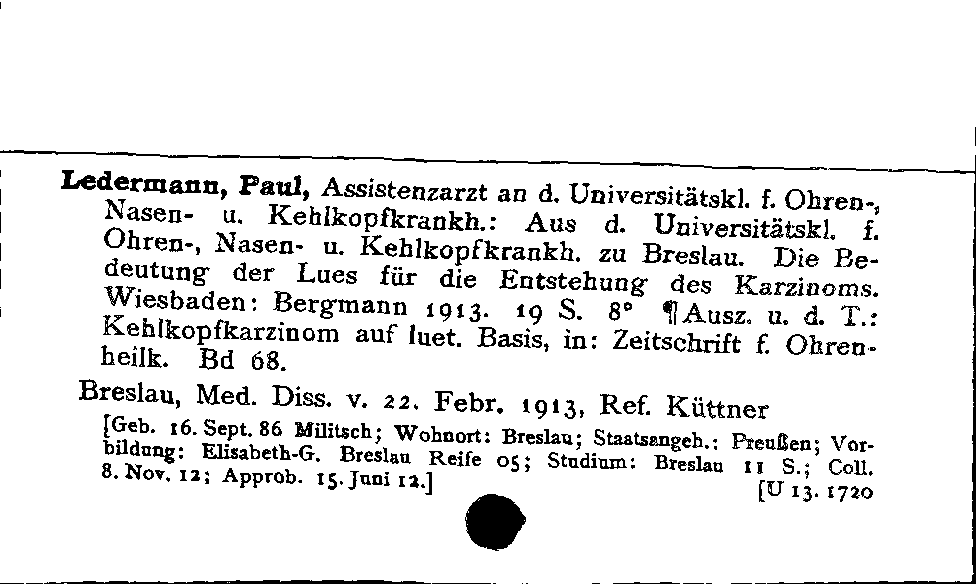 [Katalogkarte Dissertationenkatalog bis 1980]