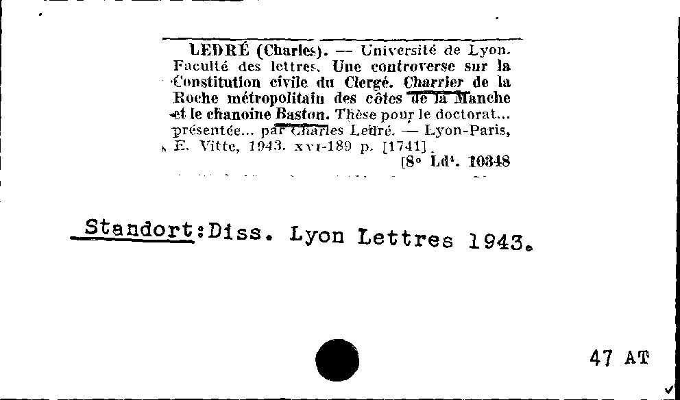 [Katalogkarte Dissertationenkatalog bis 1980]