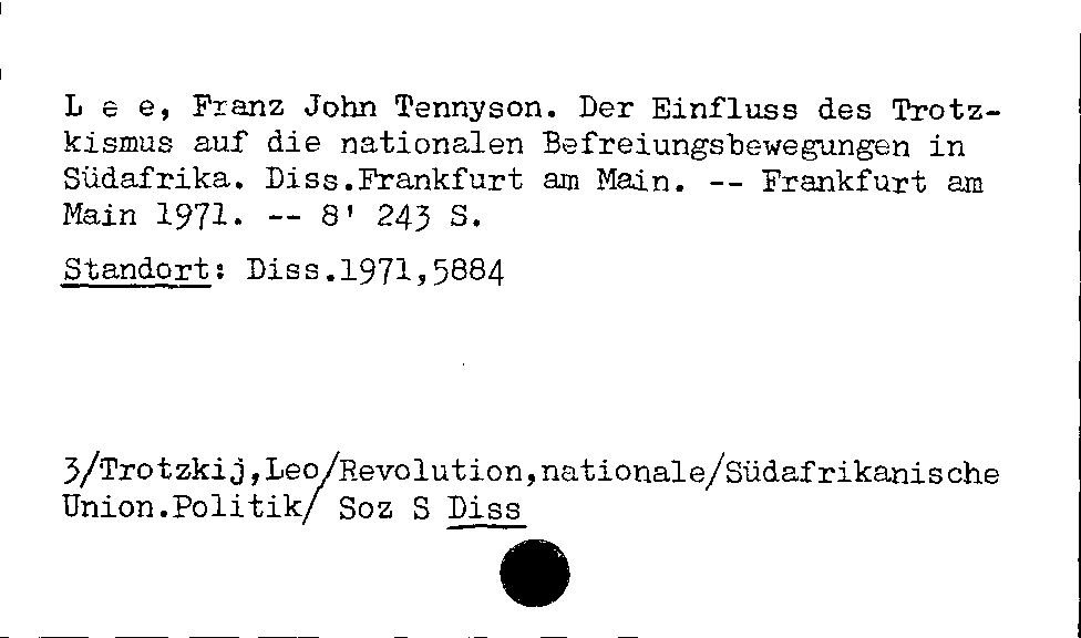 [Katalogkarte Dissertationenkatalog bis 1980]