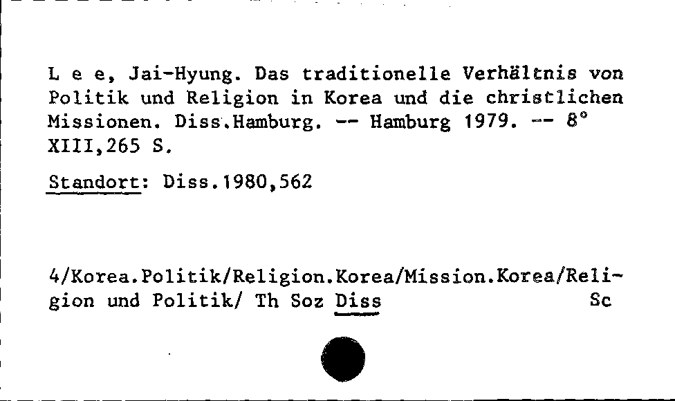 [Katalogkarte Dissertationenkatalog bis 1980]