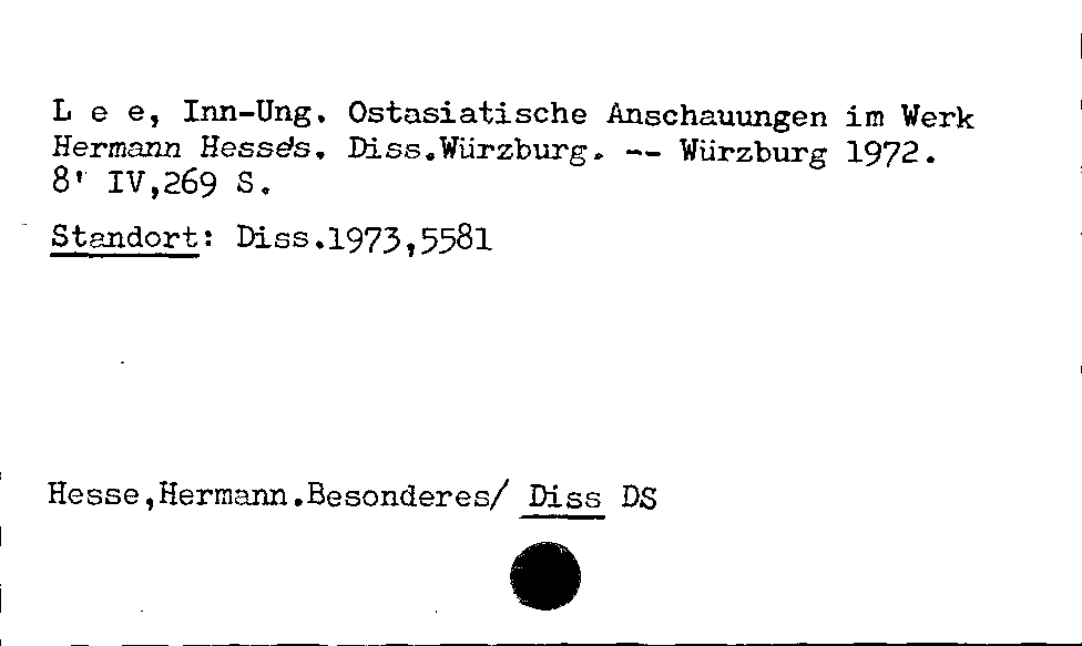 [Katalogkarte Dissertationenkatalog bis 1980]