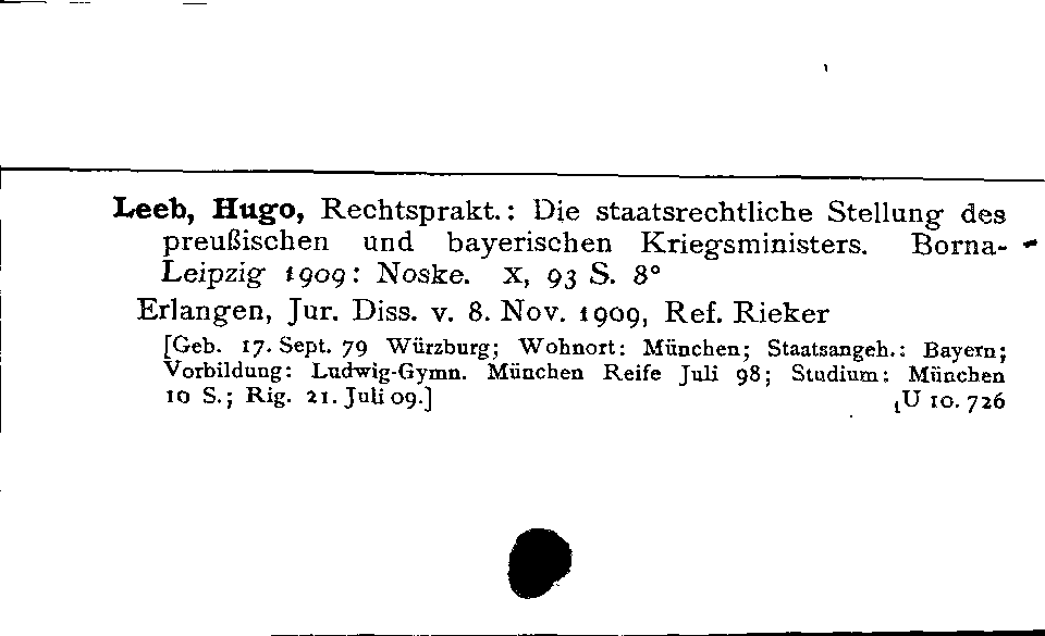 [Katalogkarte Dissertationenkatalog bis 1980]