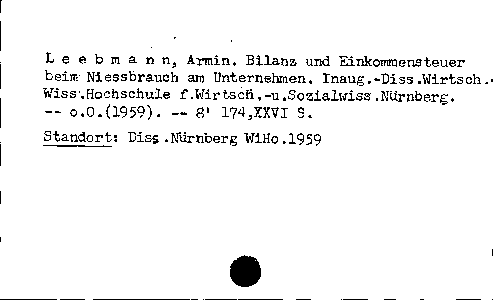 [Katalogkarte Dissertationenkatalog bis 1980]