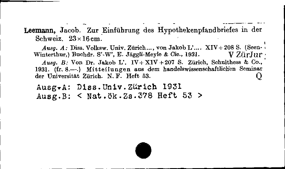 [Katalogkarte Dissertationenkatalog bis 1980]