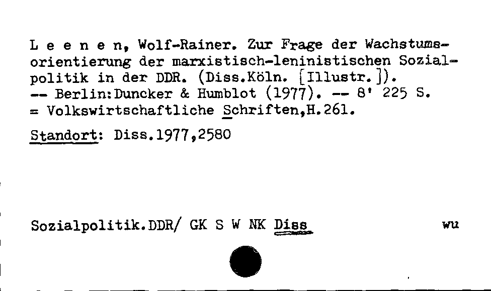 [Katalogkarte Dissertationenkatalog bis 1980]