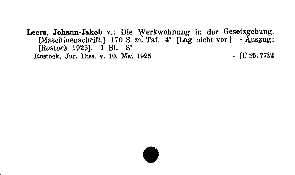 [Katalogkarte Dissertationenkatalog bis 1980]