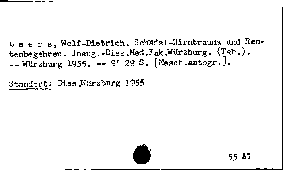 [Katalogkarte Dissertationenkatalog bis 1980]