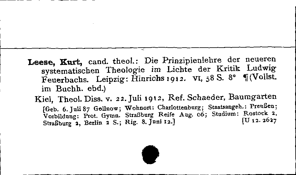 [Katalogkarte Dissertationenkatalog bis 1980]