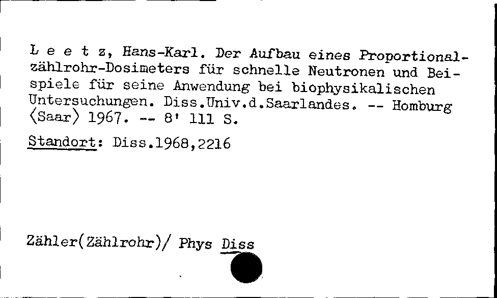 [Katalogkarte Dissertationenkatalog bis 1980]