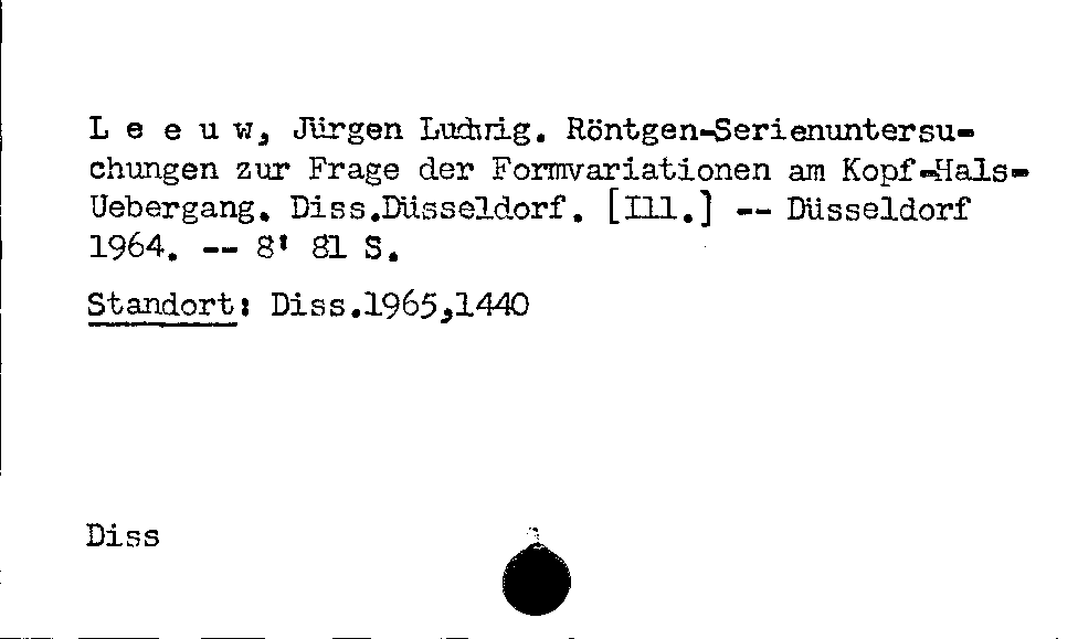 [Katalogkarte Dissertationenkatalog bis 1980]