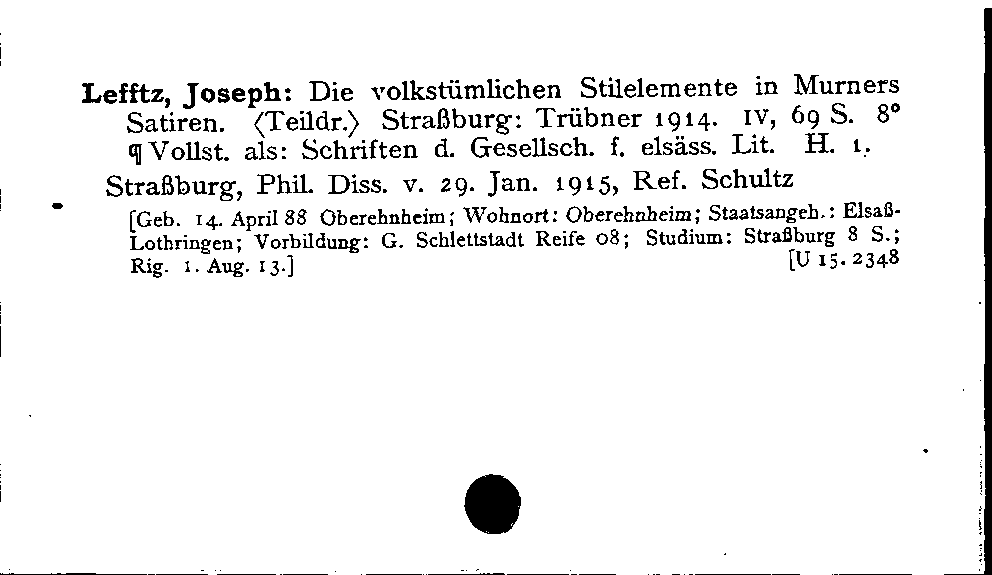 [Katalogkarte Dissertationenkatalog bis 1980]