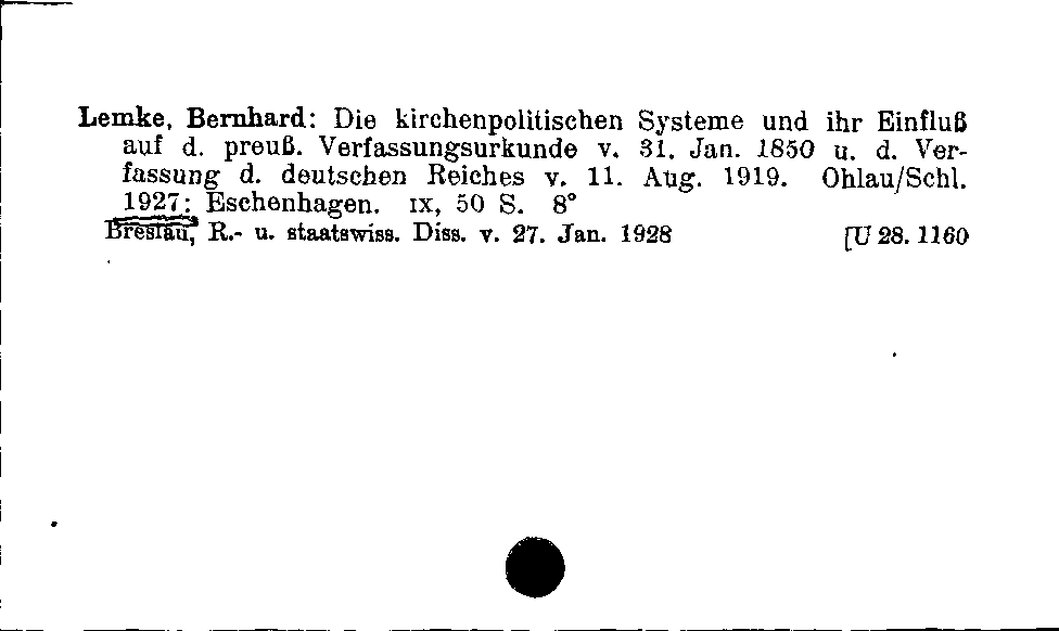 [Katalogkarte Dissertationenkatalog bis 1980]