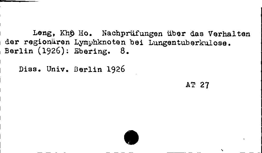 [Katalogkarte Dissertationenkatalog bis 1980]