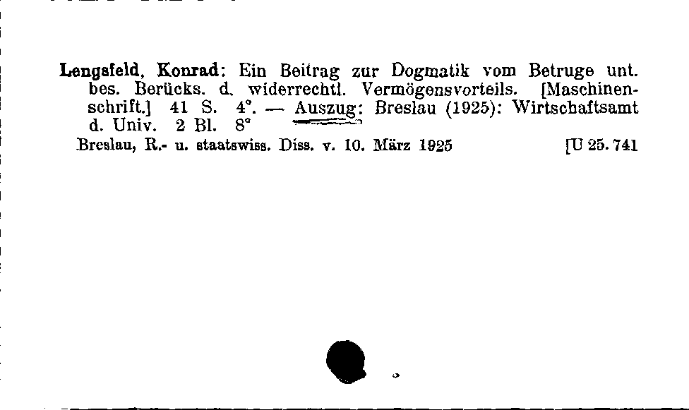 [Katalogkarte Dissertationenkatalog bis 1980]