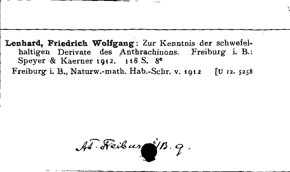 [Katalogkarte Dissertationenkatalog bis 1980]