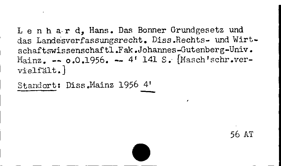 [Katalogkarte Dissertationenkatalog bis 1980]