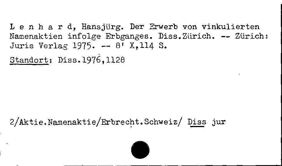 [Katalogkarte Dissertationenkatalog bis 1980]