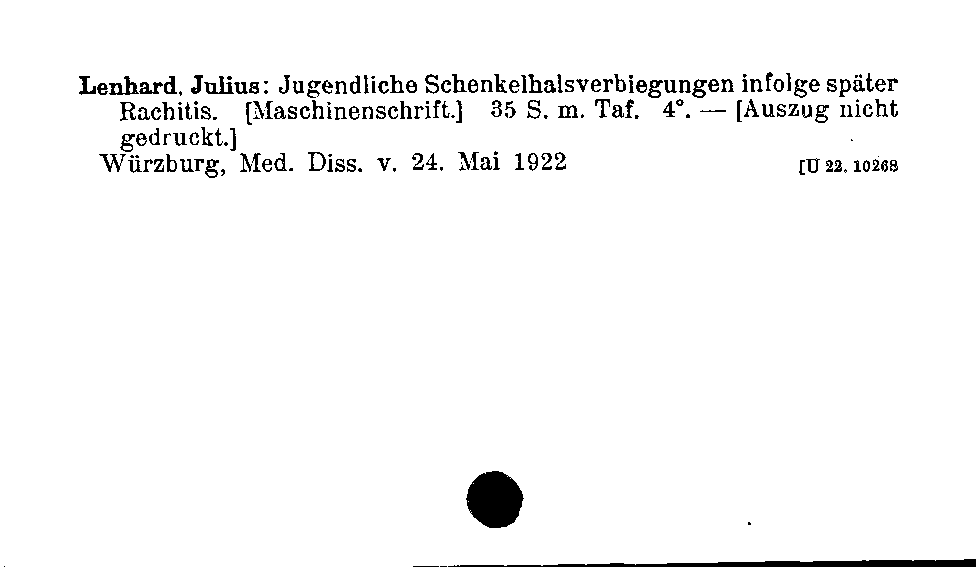 [Katalogkarte Dissertationenkatalog bis 1980]