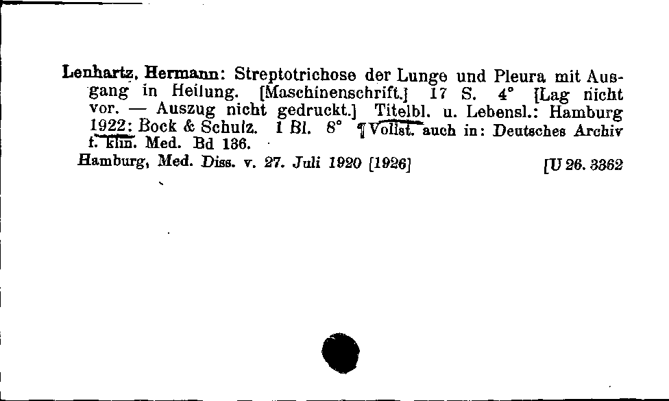 [Katalogkarte Dissertationenkatalog bis 1980]