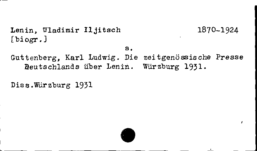 [Katalogkarte Dissertationenkatalog bis 1980]