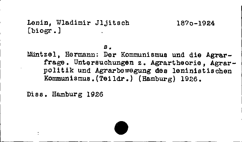 [Katalogkarte Dissertationenkatalog bis 1980]