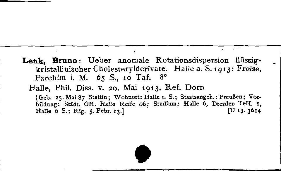 [Katalogkarte Dissertationenkatalog bis 1980]