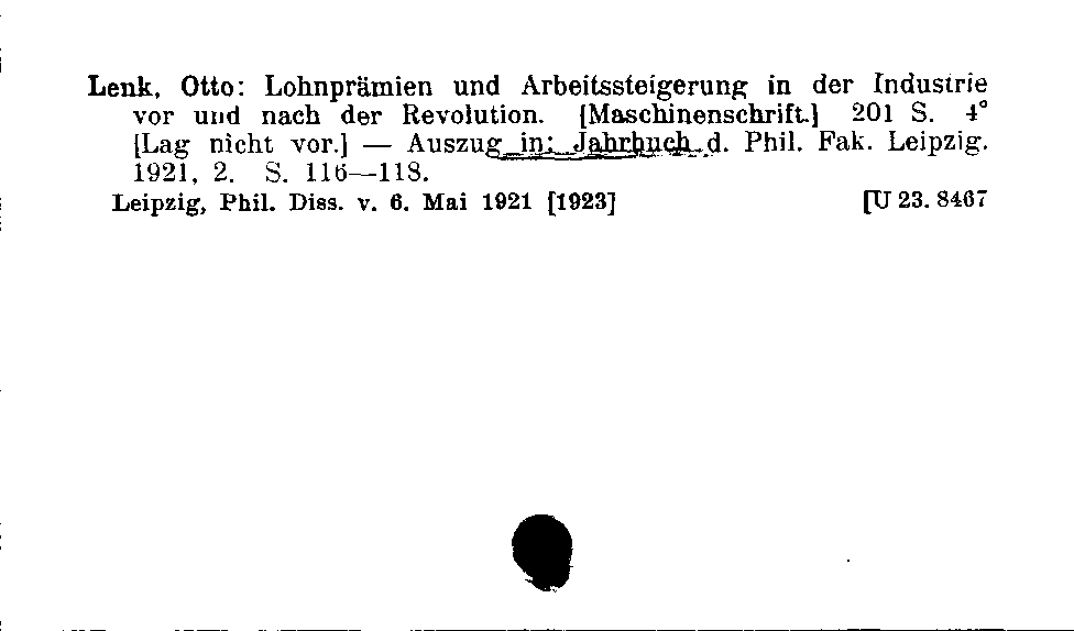 [Katalogkarte Dissertationenkatalog bis 1980]