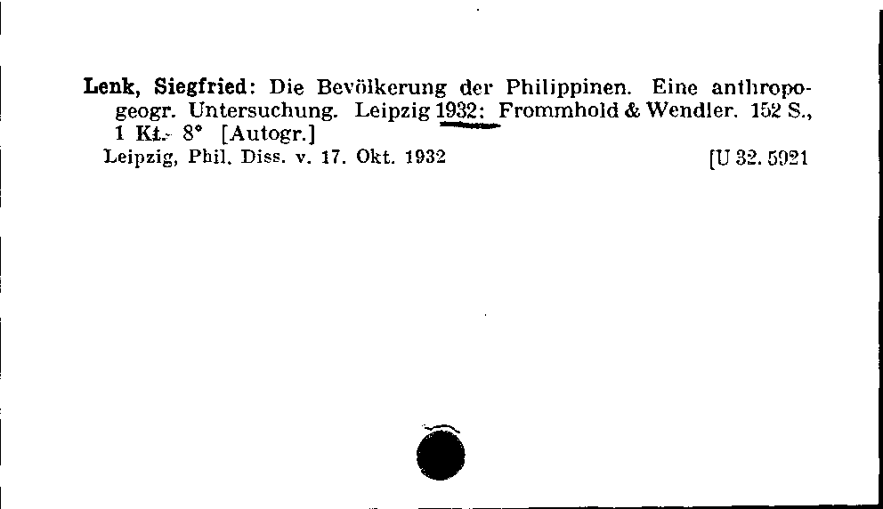 [Katalogkarte Dissertationenkatalog bis 1980]