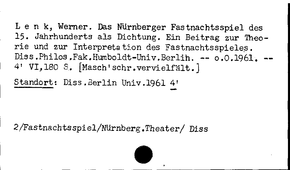 [Katalogkarte Dissertationenkatalog bis 1980]