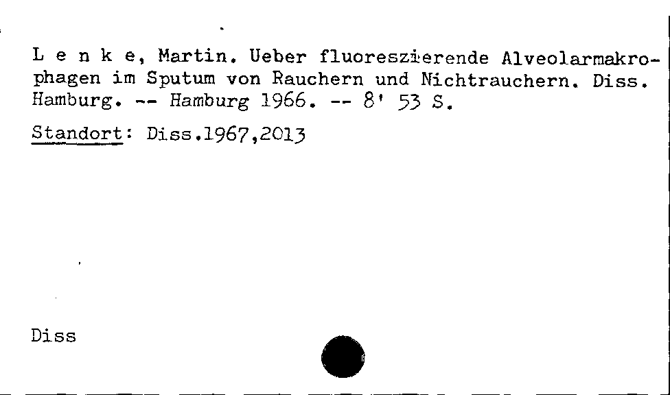 [Katalogkarte Dissertationenkatalog bis 1980]