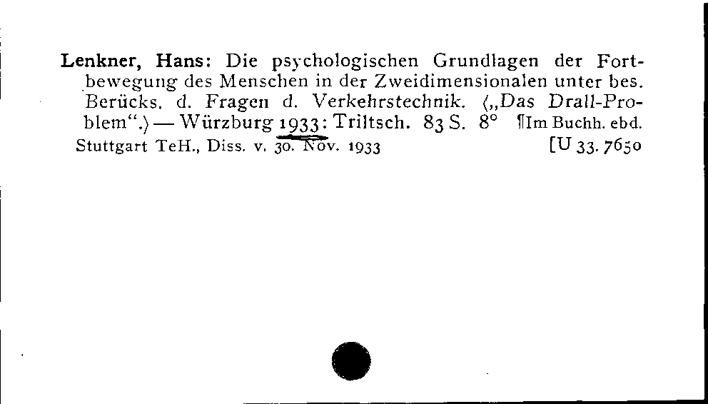 [Katalogkarte Dissertationenkatalog bis 1980]