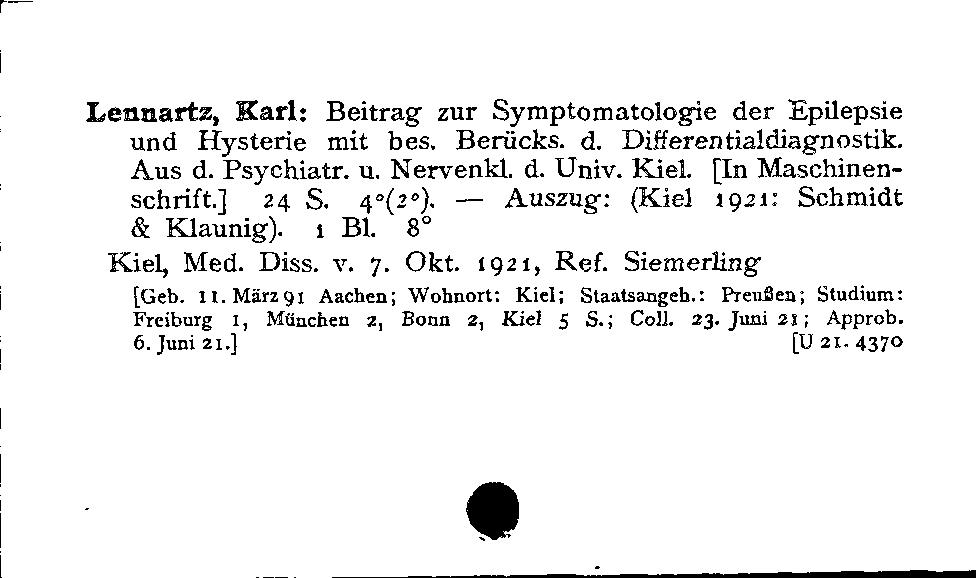 [Katalogkarte Dissertationenkatalog bis 1980]