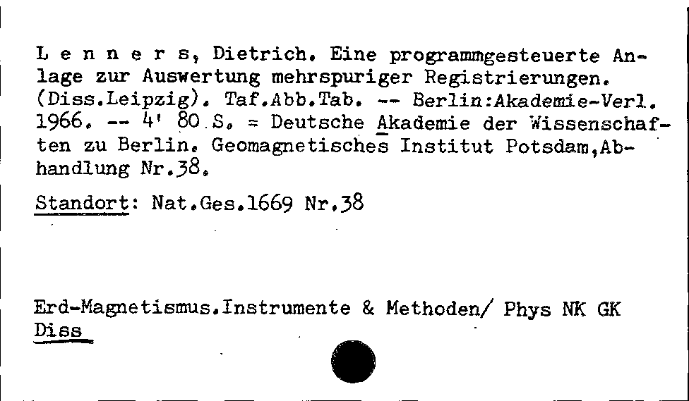 [Katalogkarte Dissertationenkatalog bis 1980]