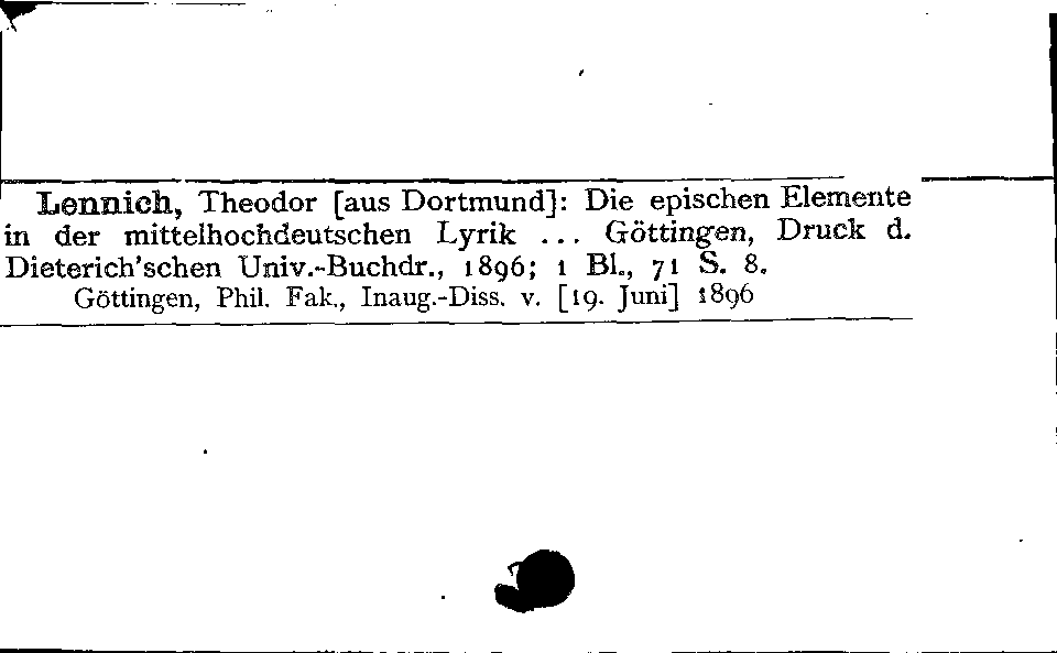 [Katalogkarte Dissertationenkatalog bis 1980]