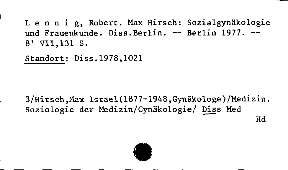 [Katalogkarte Dissertationenkatalog bis 1980]