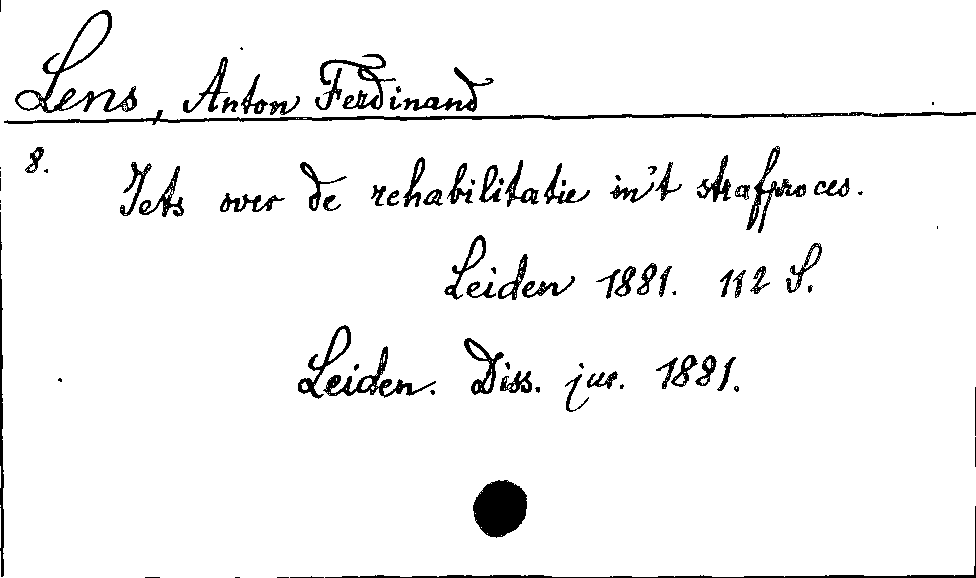 [Katalogkarte Dissertationenkatalog bis 1980]