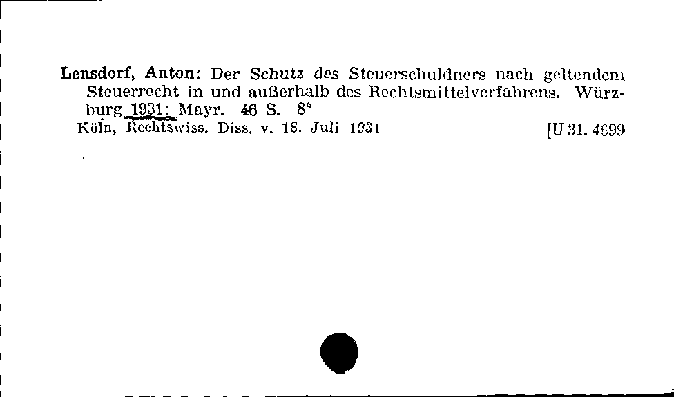 [Katalogkarte Dissertationenkatalog bis 1980]