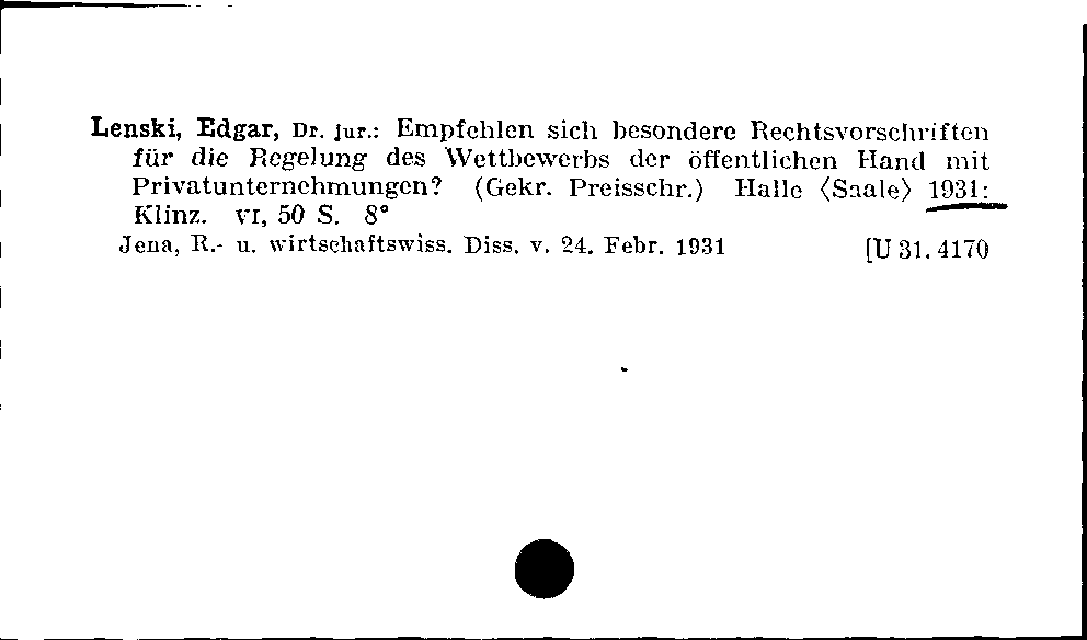 [Katalogkarte Dissertationenkatalog bis 1980]