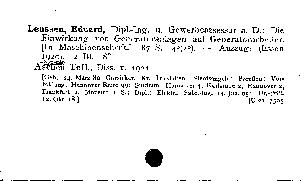 [Katalogkarte Dissertationenkatalog bis 1980]